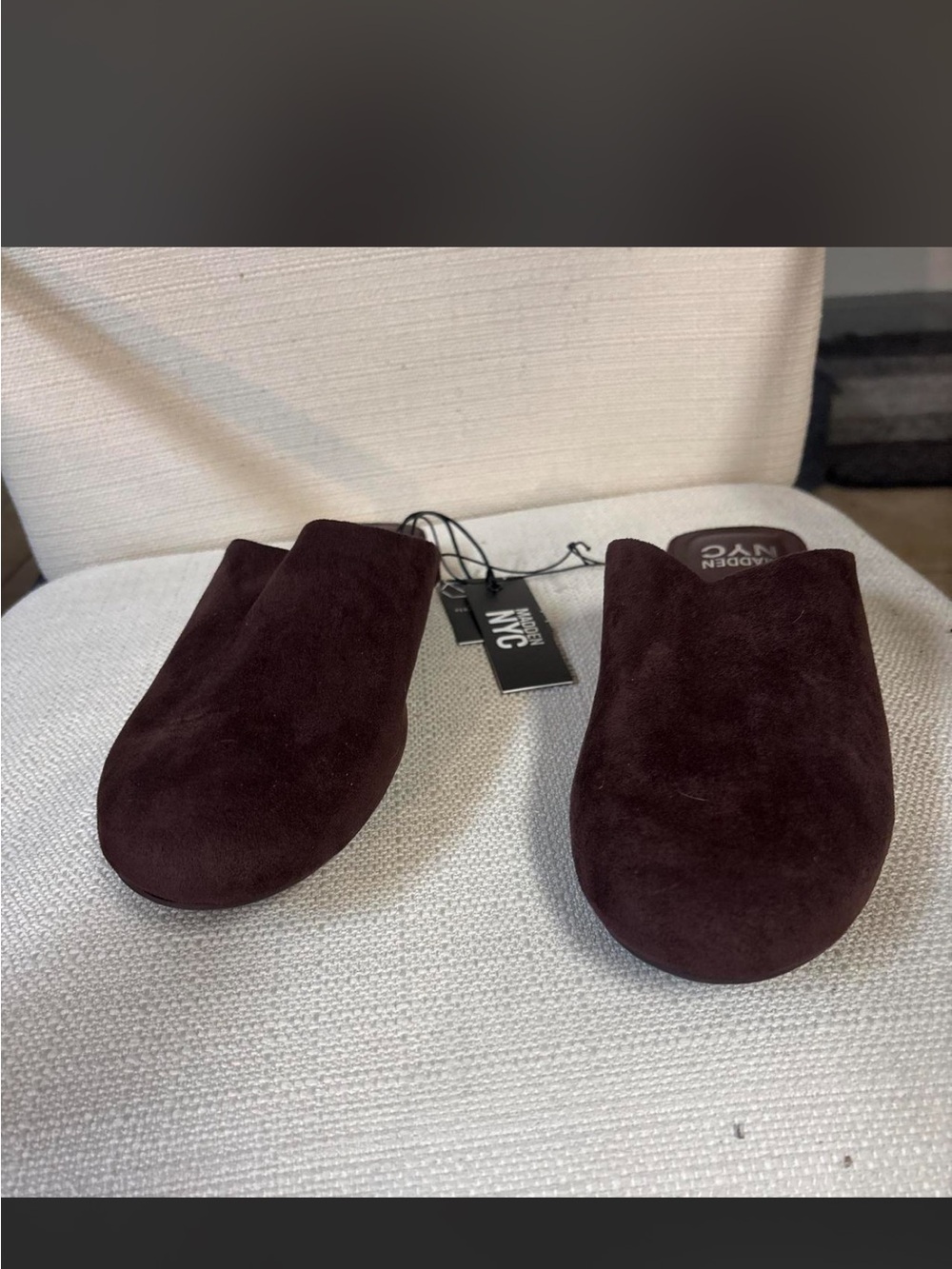 Madden NYC Women’s Dark Brown Suede Slip-On Mules - Picture 2 of 6